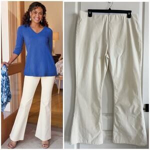 Soft Surroundings Ivory Corduroy Pants 1X Flare Pull On Velvety Stretch